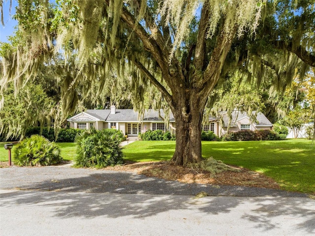 view of front facade with a front lawn