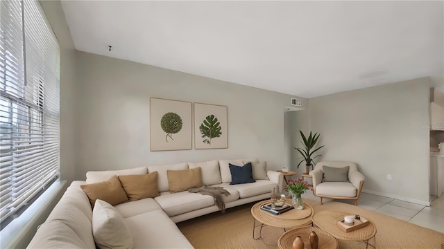 view of tiled living room