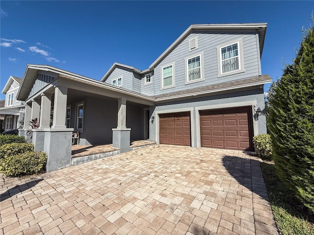 view of front property with a garage