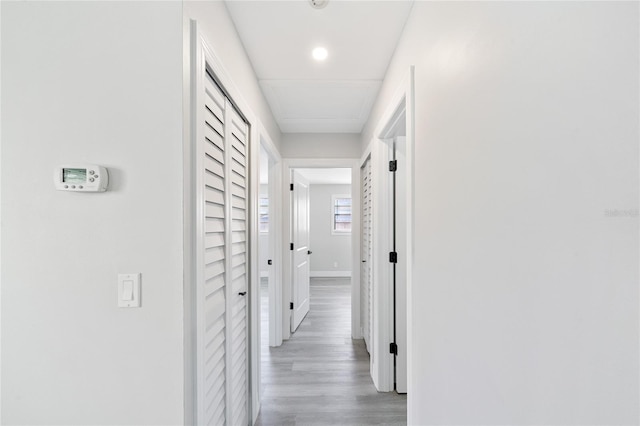 hallway featuring light hardwood / wood-style flooring