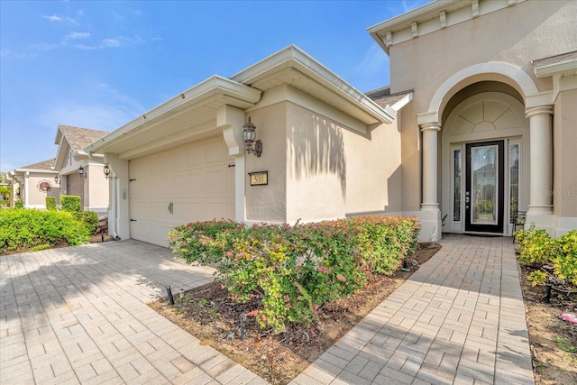 entrance to property with a garage