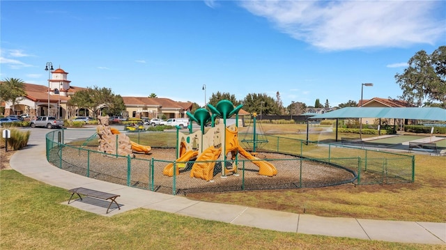 view of play area with a yard