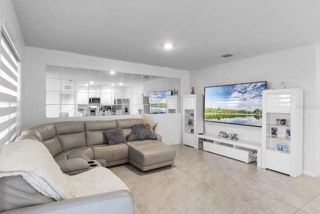 view of tiled living room