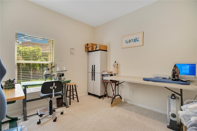 view of carpeted office space