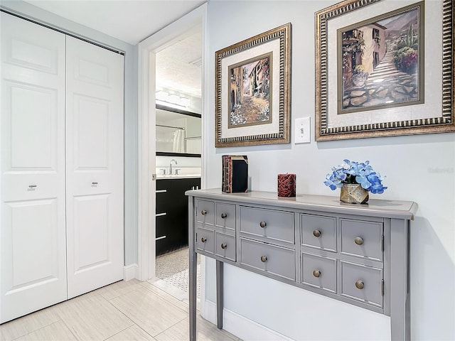 hallway with sink