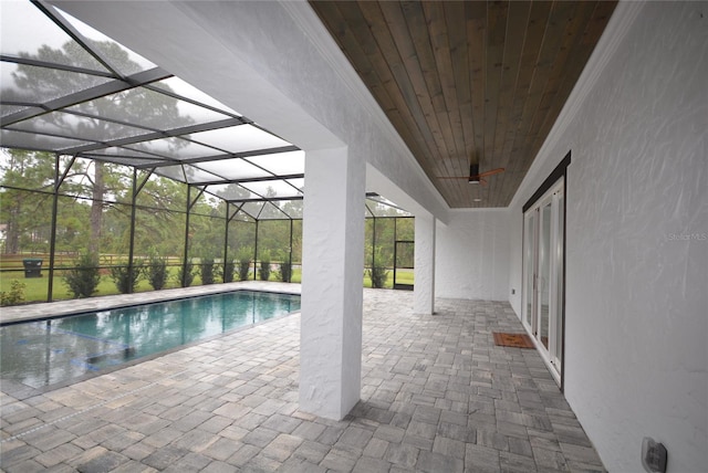 view of pool featuring a patio area and a lanai