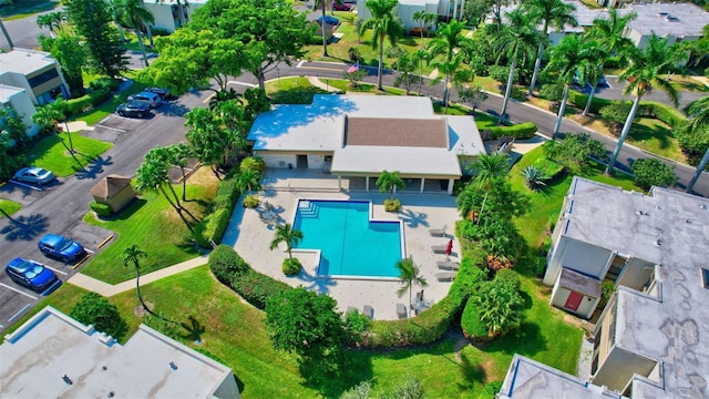 drone / aerial view with a residential view