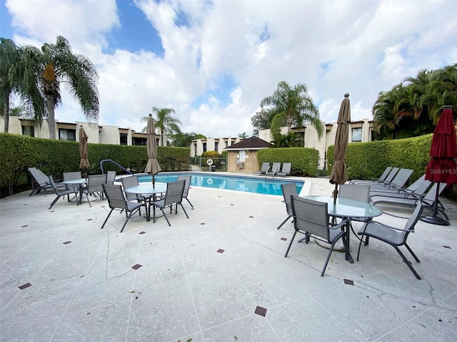 view of pool featuring a patio area