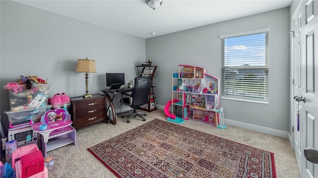 view of carpeted office space