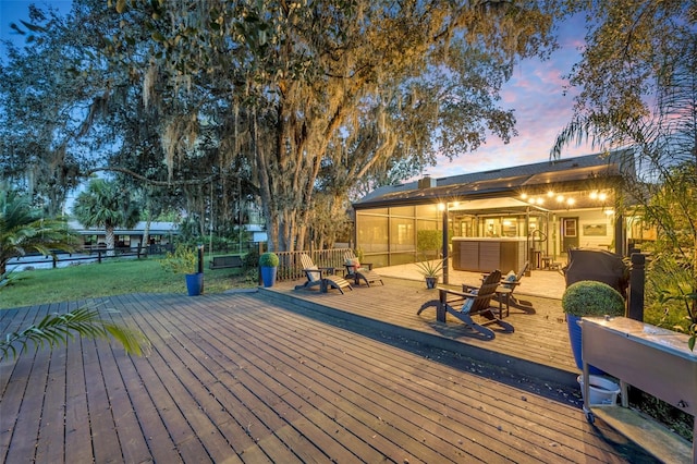 view of deck at dusk