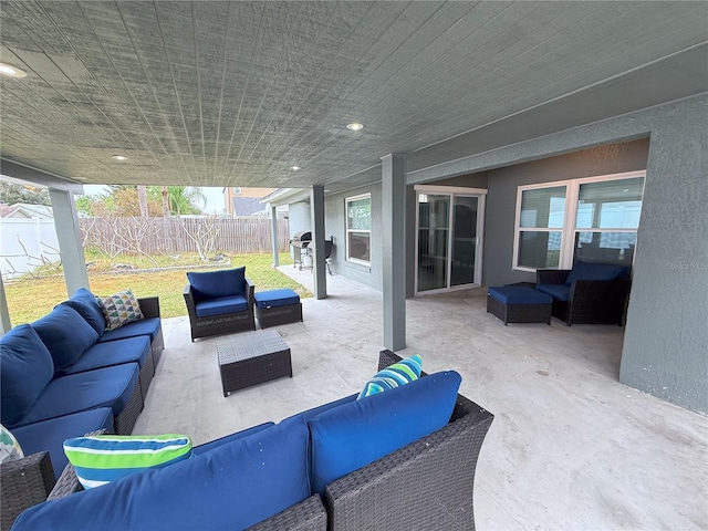 view of patio / terrace featuring area for grilling and an outdoor living space