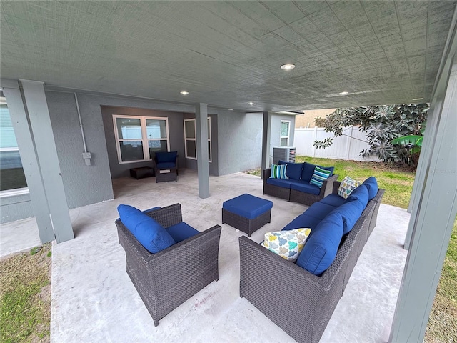 view of patio / terrace featuring an outdoor living space