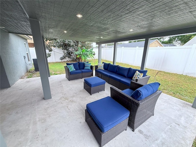 view of patio / terrace featuring outdoor lounge area and cooling unit