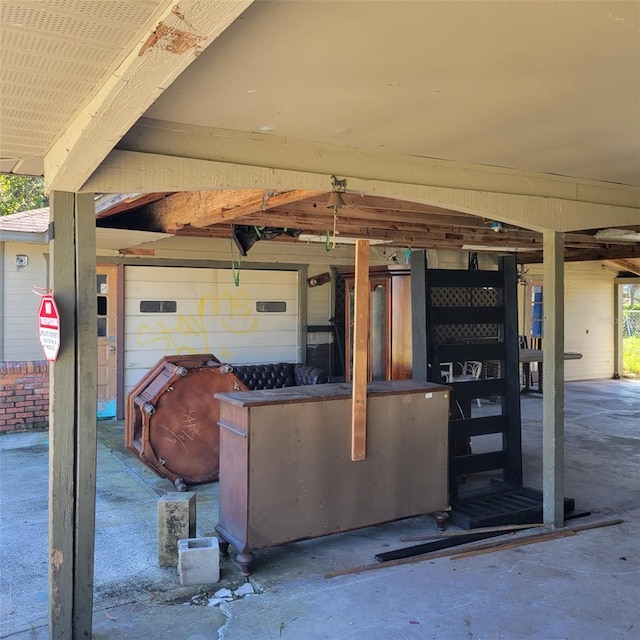 view of garage