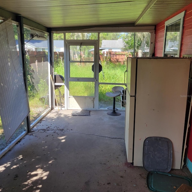 view of unfurnished sunroom