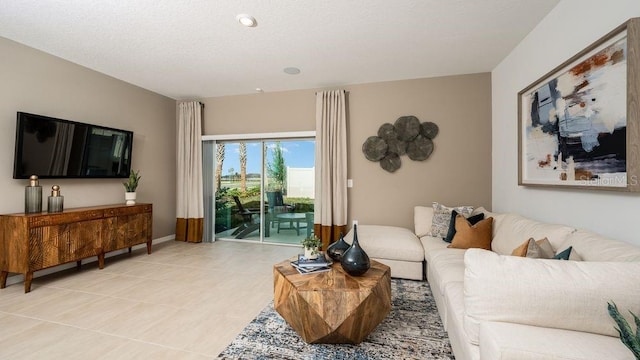 view of tiled living room