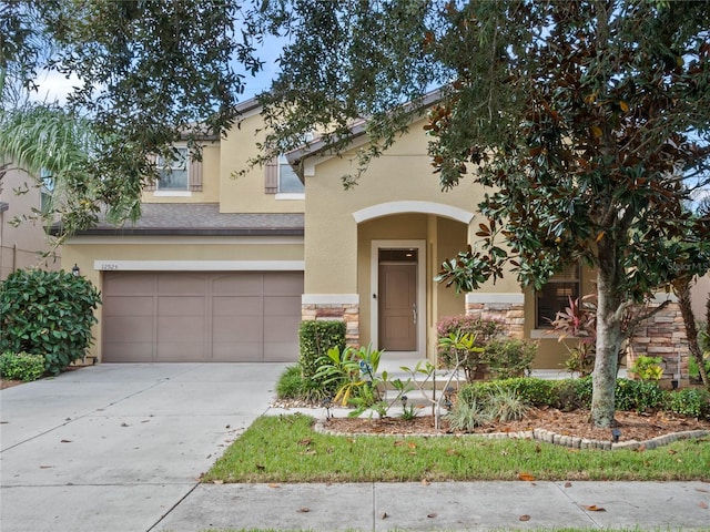 view of front of home with a garage