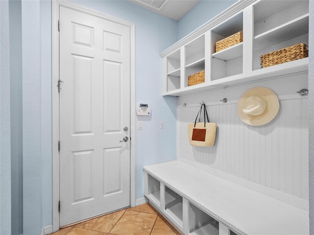 mudroom featuring light tile patterned floors