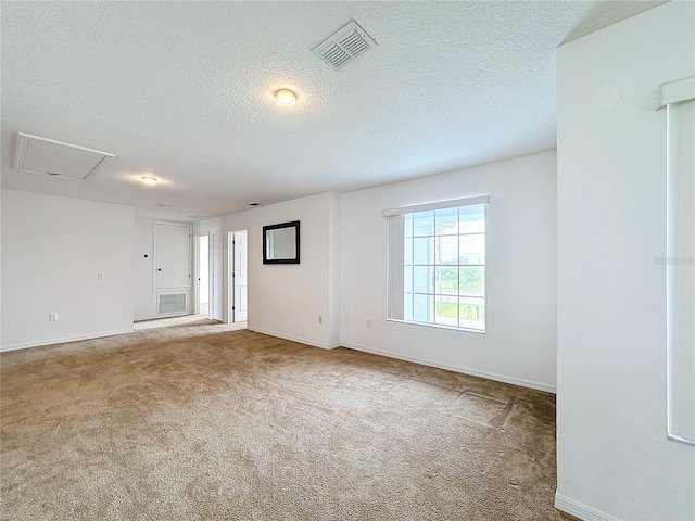 spare room with carpet and a textured ceiling