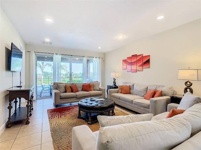 view of tiled living room