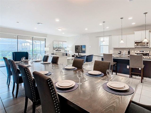 view of tiled dining area