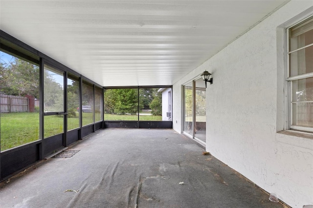 view of unfurnished sunroom