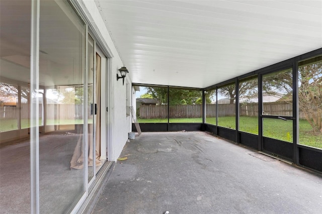 view of unfurnished sunroom