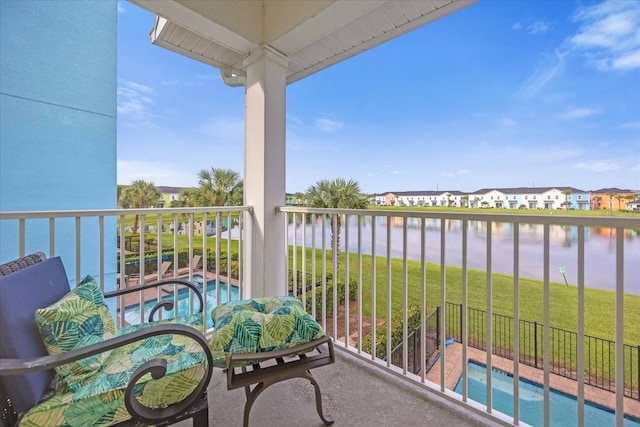 balcony with a water view