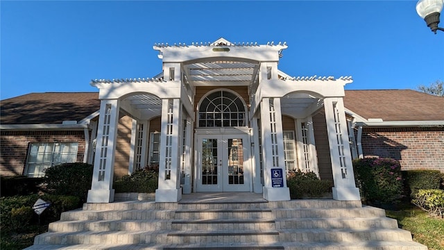 property entrance with french doors