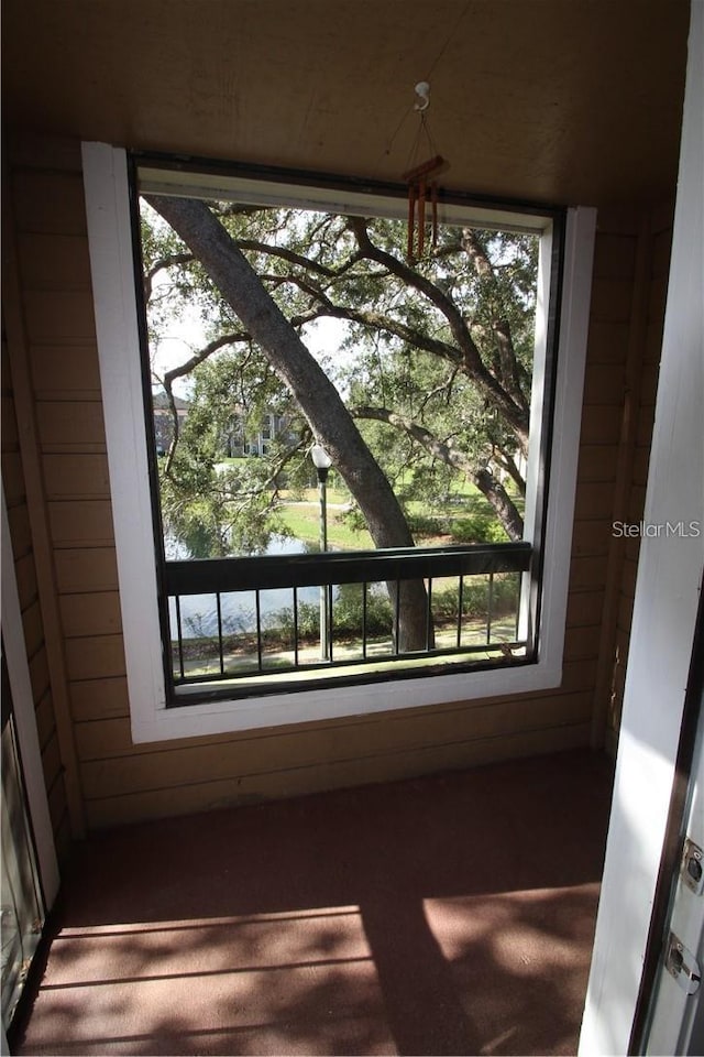 room details featuring wooden walls