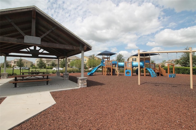 view of jungle gym featuring a gazebo