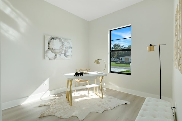 office with light hardwood / wood-style flooring