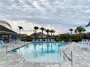 pool with a patio