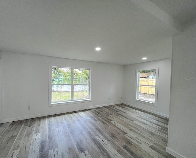 empty room featuring light wood-type flooring and a healthy amount of sunlight