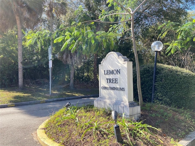 view of community sign