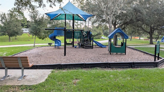 view of playground featuring a yard