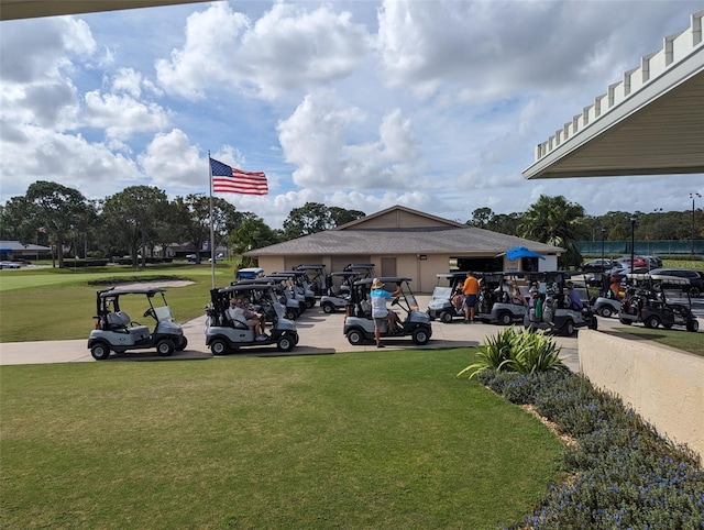 view of community featuring a lawn