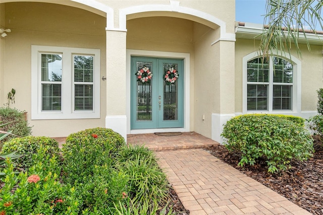 property entrance with french doors