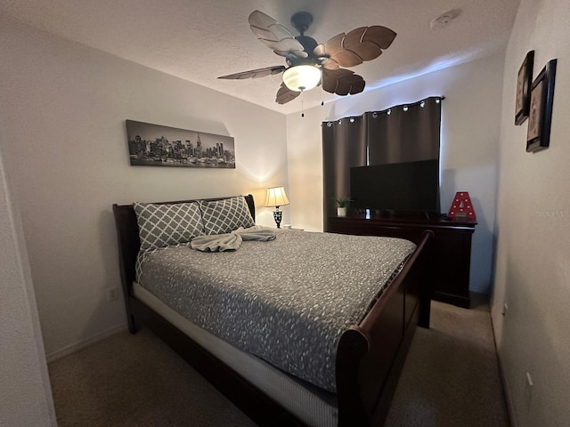 bedroom featuring carpet and ceiling fan