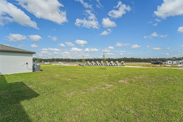 view of yard with central air condition unit