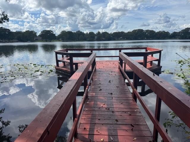 view of dock featuring a water view