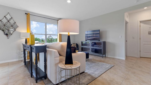 view of tiled living room