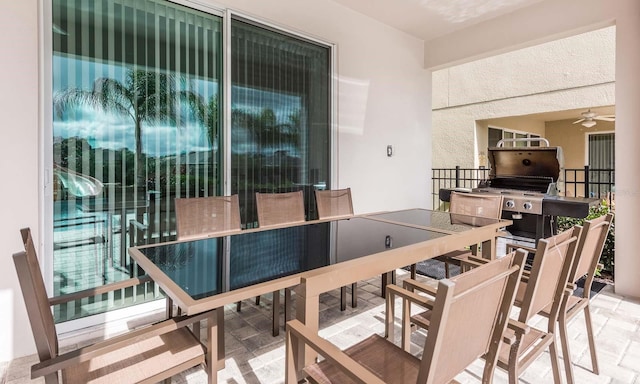 view of patio with ceiling fan