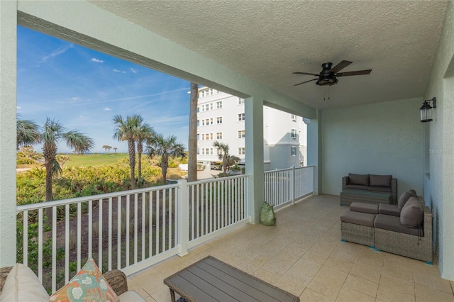 balcony with ceiling fan