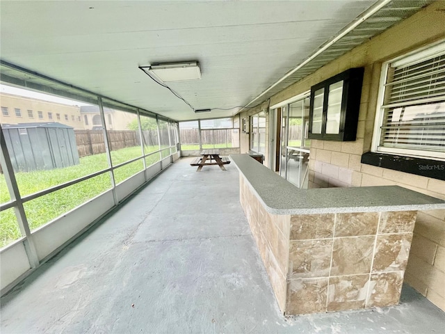 view of unfurnished sunroom