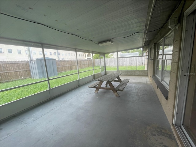 view of unfurnished sunroom