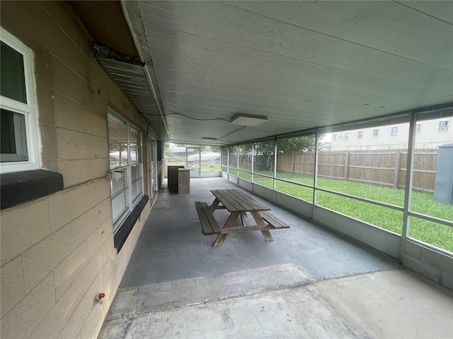 view of unfurnished sunroom