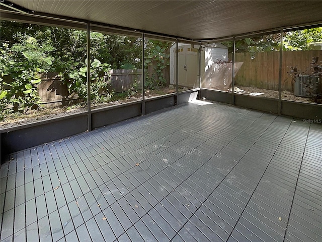 view of unfurnished sunroom