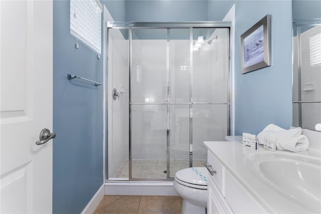 1407 Fairview Cir, Reunion, FL 34747 - full bath featuring tile patterned flooring, vanity, toilet, and a shower stall