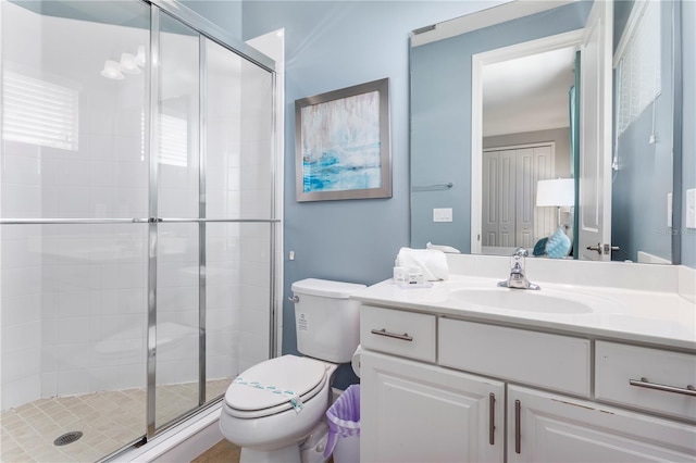 1407 Fairview Cir, Reunion, FL 34747 - bathroom with toilet, a shower stall, and vanity